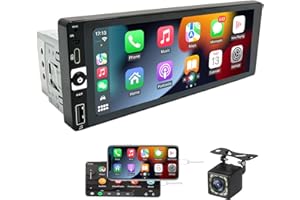 Summdey Radio Coche Bluetooth 1 DIN con Carplay y Android Auto - Pantalla Coche Táctil 6.86 Pulgadas Autoradio, Soporte Mirror Link para iOS/Android con Cámara de Respaldo