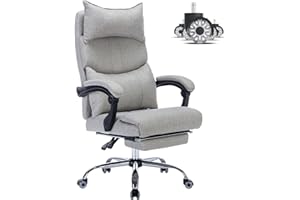 WOTSTA Bürostuhl Ergonomisch GRAU, Schreibtischstuhl Ergonomischer BüroStuhl mit Fußstütze, Chefsessel Bürostuhl Höhenverstellbarer Hoher Rückenlehne Drehstuhl Computerstuhl