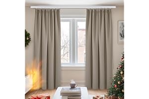 Deconovo Cortina Opaca Térmica Aislante y Ruido Reducción 140 X 245 CM Caqui 2 Piezas