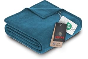 Ibena Porto Decke 150x200 cm – Baumwollmix weich, warm & waschbar, Kuscheldecke petrol einfarbig