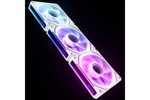 AsiaHorse COSMIQ - Ventola per PC RGB da 120 mm, 3 pezzi, ARGB Daisy Chain PC Ventola [Infinity Mirror] [FDB] 2000 RPM/68,5 CFM/24 LEDS 4 Pin PWN & 5V 3Pin ARGB con controller. Bianco