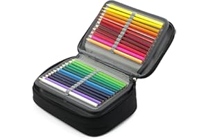 TOLENRE Federmäppchen 72 Slots Große Kapazität Bleistift-Beutel Mäppchen Portable Abnehmbar Aufbewahrung Bleistifte Organizer Stationäre Fall Farbige Bleistifte Halter für Mädchen Jungen Erwachsene (Schwarz)