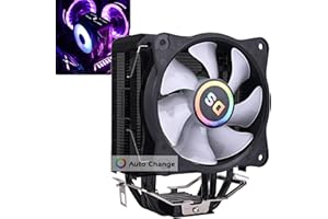 ONEWATT DS CPU Black Aluminum Heat Sink, CPU Cooler LED ARGB PWM Fan with Anodized Gun-Metal Black for Intel LGA1200/775/1151/1156/1366 (1000-2200RPM, Auto Changer Color, C Series)
