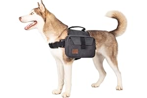 OneTigris HOPPY CAMPER 2,0 Mochila para perros para camping, senderismo, desgarros, para perros de tamaño M/L (L, negro)