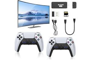 LIFETTER Retro Konsole Spielkonsole Game Stick, Videospielkonsole mit 2 Bluetooth Gamepads, 128 GB 10000+ Spielen, 26 Emulatoren, HD 4K HDMI Ausgang, Plug and Play Wireless Game Stick (128G)