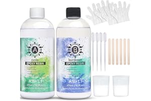MOHEGIA Epoxy Resin,32oz Crystal Clear Resin, Casting and Coating Hardener Kit,2 Part 1:1 Mixing Ratio for River Table, Jewelry Making, Art Craft