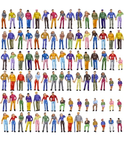 100 Miniatur Figuren 1:75 - Bemalte Menschen Für Modellbau & Dioramen