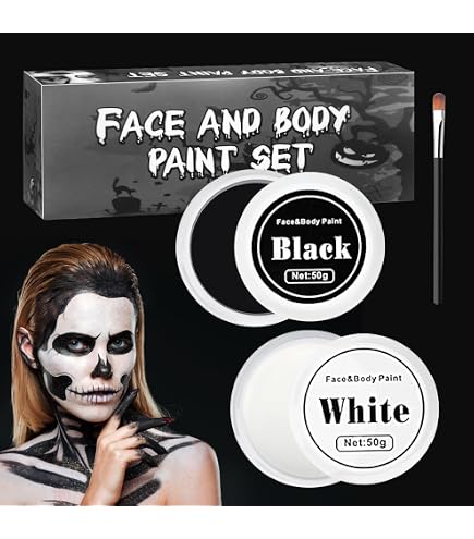 12 Pezzi Trucco Bianco E Nero Per Viso Halloween, Trucchi