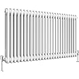 Heilmetz 2 Column Radiator Horizontal Double, 600 x 1200mm Traditional White Column Radiators Central Heating Radiator Cast Iron Style