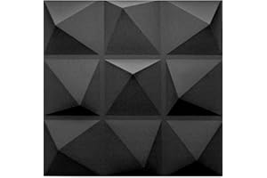 EURODECO 3D Wandpaneele Dekoren Wandverkleidung Deckenpaneele Platten Paneele Wanddeko Wandtattoos POLYSTYROL MATERIAL STYROPOR ARTIG 3D / 3m²-12PCS Pyramide Black 3mm stärke
