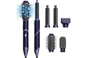 UKLISS Secador Pelo Ionico 5 en 1 Cepillo Secador de Pelo con 5 Accesorios para el Peinado Cepillo Alisador Pelo Rizador Pelo Ondas, Secador de Pelo Moldeador Pelo Caja Regalo para Mujer