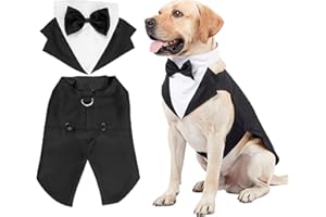 Kaket Formelles Hunde-Smoking-Halstuch, Hunde-Hochzeits-Bandana, mit Krawatte, schwarzes Halsband (L)