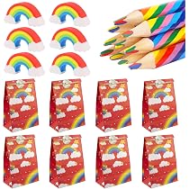 DabbOo 34 Pièces – 12 Crayons Arc-en-ciel, 12 Gommes Et 10 Carnets – Le Kit Créatif Idéal Pour Enfants Et Cadeaux D’anniversaire