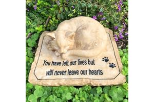 GENERIC Cat Memorial Stones Grave Markers with A Sleeping Cat on The Top - Cat Grave Garden Stones Cemetery Markers Sympathy Cat Memorial Gifts Loss Gifts Outdoors, 8.5"x7"x3.5"