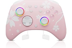 Mytrix Manette Pro sans fil pour Switch/Switch 2/Switch OLED, Bluetooth Contrôleur Switch Manette avec Prise Casque, Turbo, Fonction de Réveil, 6-Axis Gyro, Vibrations Réglables, Sakura Rose