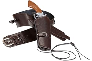 W WIDMANN MILANO Party Fashion - Porte-pistolet avec ceinture, en similicuir, noir, cow-boy, holster, déguisement, accessoire, carnaval