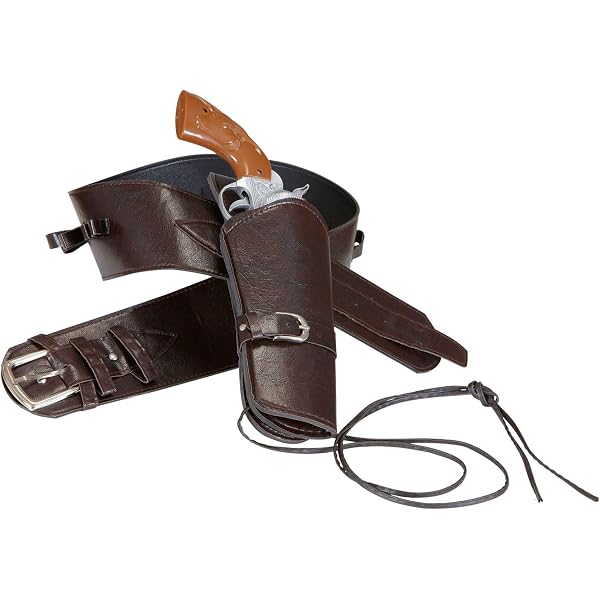 Ceinture Cartouchière Western En Cuir Pour Revolver - Calibres .22 .357 .44 - Cowboy