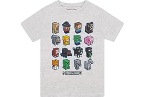POPGEAR Minecraft Mini Mobs T-Shirt, Kids, 3-15 Years, Black, Official Merchandise