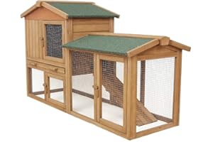 Funhobby Italia srl AQPET Gabbia per Conigli conigliera pollaio con Tetto da XL da Esterno in Legno Doppio Piano 147X53X85h Cm