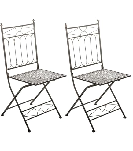 2 Sedie Da Giardino Pieghevoli In Ferro Stile Antico | Bianco Antico, Decorazioni Nobili, Per Esterno/Interno