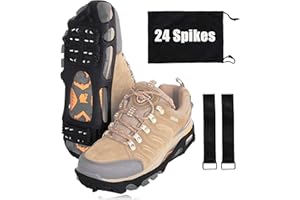 OROOTL Steigeisen Spikes für Schuhe Winter mit 24 Edelstahl Zähne, Schuhspikes Schuhkrallen Grödel Spikes Schuhe Wanderschuhe Schneespikes
