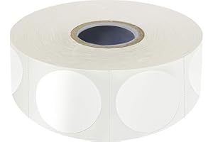 HEBAYY 1500 PCS White Round Color Coding Circle Dots Inventory Stickers Labels with Perforation Line in Roll (Each Measures 1" in Diameter)