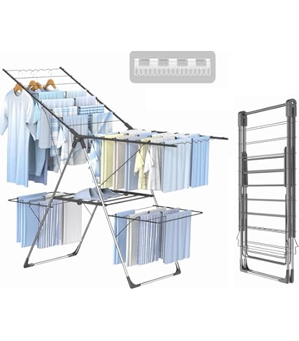 HOMASIS Stendino Verticale Salvaspazio Con 2 Ali Regolabili | FindTheDeal