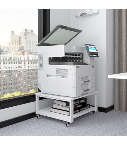 Carrello Scrivania Per Ufficio - Mobiletto Stampante, Legno Multistrato, Bianco, 60x45x60 Cm