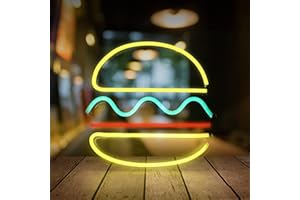 CJHZQYY neonowy znak światła Hamburger LED neonowy znak, neonowe światła do sklepu, restauracji, baru, domu, dekoracja ścienna, zasilane przez USB, oświetlenie, na imprezę, urodziny, Boże Narodzenie