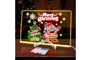BOMKRA LED Message Board 7 Colors Pen,Acrylic Dry Erase Board with Light,Glowing Acrylic LED Note Boards,Light up Dry Erase Boards with Stand as a Glow Memo Board Note Acrylics Drawing Board (30 * 20 cm)