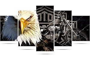 TAOPE Diamant Peinture 5Pack, DIY Broderie Diamant Chat Bricolage Strass Collé Broderie Point de Croix Complet Strass de Broderie Diamant Kit pour Décoration Murale de Salon -Aigle et Moto