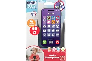 Infini Fun My First Smart Phone - Electronic Game for Kids, Toy Mobile Phone for Imaginative Play - Ultra-Realistic Pretend Kids Play Set, Fake Telephone, Discover Colours & Sounds - 12 Months +