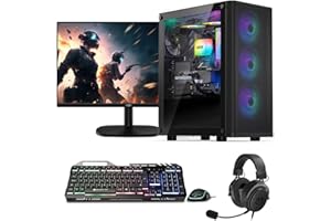 ‎MEMORY PC Basic Gaming Komplett PC Set Ryzen 3 3200G, 16 GB DDR4, 1000 GB SSD M.2, Win 11 Pro 64bit + 24 Zoll 100hz Gamer Monitor + Tastatur, Maus, Headset Bundle, WLAN