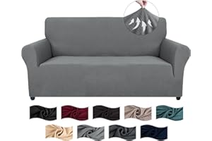 CYCMACO Funda Sofa 2 Plazas, Fundas para Sofa Elastica, Fundas De Sofa Anti Gatos, Funda Sofa Antipelos, Fundas De Sofa Ajustables, Cubre Sofas con Reposabrazos, Funda Sofá, Gris Claro