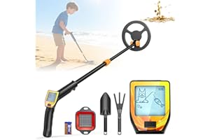 JRADSE Detecteur Metaux Enfant, Léger Detecteur de Metaux Enfant avec Tige Réglable de 66 à 83 cm, écran LCD et Disque de Recherche étanche, Détecteurs de Métaux pour Enfants avec Pelle, Râteau et Tamis