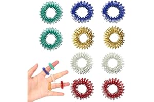 MIETONG 10 Stück Akupressurringe - Massageringe Für Finger Akupressurring, Stachelige Sensorische Fingerringe, Fingermassagering Set Für Stress Reduzierstück Und Förderung Der Durchblutung