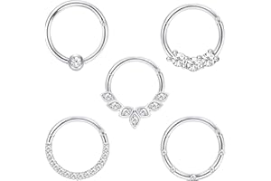 Adramata Daith Pendientes 16G Cartílago De Acero Inoxidable Helix Tragus Nariz Piercing Joyas 8Mm 10mm Plata Oro Oro Rosa Chapado En Negro CZ Bisagras Septum Clicker Anillos