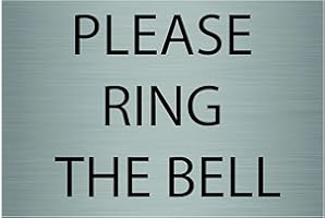 Maggie-mais Please Ring The Bell Metal Aluminium Door Sign Plaque for House Office 15cmx10cm (Brushed Silver)