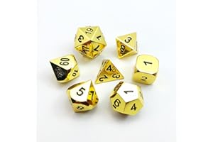 BESCON DICE Lot de 7 Deluxe en métal doré Polyédrique Jeu Ensemble de dés, Doré RPG Jeu dés 7 pcs Lot de D4 D6 D8 D10 D12 D20 D%