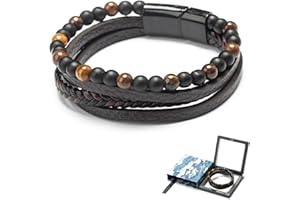 LAUMOE Bracelet Homme, Bracelet Homme Cuir Bijoux Homme Idee Cadeau Homme Cadeau Homme Personnalisé Cadeau pour Hommes/Papa