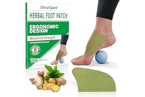 ishancare Foot Pain Relief Patches, 24Pcs Natural Warming Herbal Plaster Heat Patches, 8 Hours Deep Heating Extra Strength Joint Pain Relieving Patch for Knee, Foot, Back, Neck, Shoulder