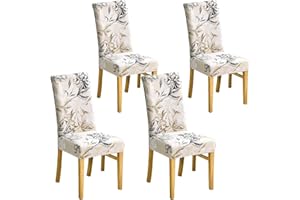 JMYDecor Coprisedie con Schienale, 4 Pezzi Coprisedia Elastico per Coprisedie Sala da Pranzo Rivestimento Sfoderabile, Fodere Sedie con Schienale Copertura Protettiva per sedie
