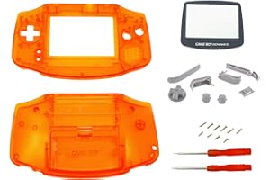 The Tech Doctor,Custodia di ricambio per Gameboy Advance, kit di riparazione professionale con strumenti inclusi, colore: arancione trasparente