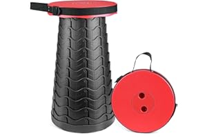 FENRIR Hesanzol Sgabello telescopico portatile pieghevole retrattile per campeggio, giardino, pesca, escursionismo, viaggi, barbecue, sgabello pieghevole regolabile, portata massima 180 kg
