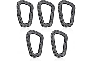 XURJUMI Lot de 5 Mousquetons en Plastique,Mousqueton Tactique Militaire Durable Forme en D Multifonctionnelle Sac à Dos pour Camping Randonnée Pêche Gym Usage Extérieur mousqueton