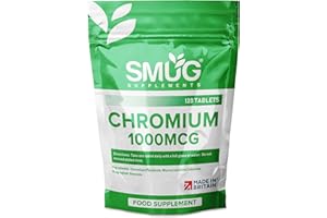 Chromium Picolinate by SMUG Supplements - Daily Vegan Tablet - Contributes to Normal Blood Glucose Levels and Normal Macronutrient Metabolism - Made in Britain (120 Tablets (4 Packs))