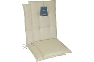 ‎LILENO HOME LILENO HOME Gartenstuhl Auflagen als [2er Set - Hochlehner] in Beige - Bequeme Liegen als Sitzauflagen für Gartenmöbel - Stuhlkissen für Gartenstühle und Klappstühle