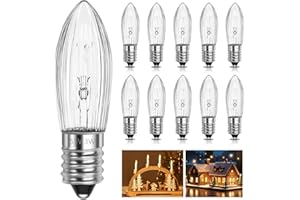 SCNNC Lampadine Candela E10 55V 3W, Lampadine di Ricambio Candela Arco Bianco Caldo 2700K, Lampadina Candela Conica Scanalata E10 per Candela Ponte Arco Candeliere Interno Albero di Natale, 10 Pezzi