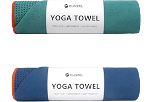Eunzel 2 Pack Hot Yoga Towel - Microfiber Non Slip Yoga Mat Towel with Grip Dot Sweat Absorbent Towel for Hot Yoga, Pilates and Fitness 72" x 24", Dark Cyan/Steel Blue