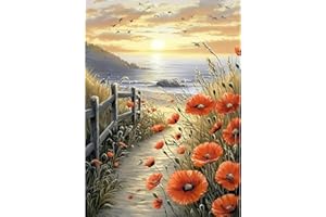 MAXBYE Paysage Coucher Soleil Diamond Painting Kits pour Adulte, 5D Diamond Art Kits DIY Full Drill Artisanat Cristal Art Kit pour Débutant, Fleurs Diamant Arts Crafts Maison Décor Gift 30X40cm